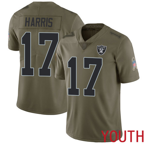 Oakland Raiders Limited Olive Youth Dwayne Harris Jersey NFL Football #17 2017 Salute to Service Jersey->youth nfl jersey->Youth Jersey